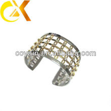 cz stones stainless steel bangle with gold plating